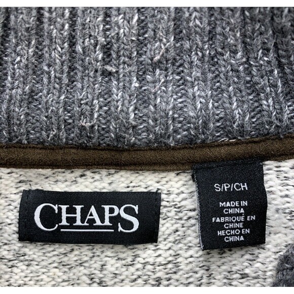 Chaps Ralph Lauren Quarter Zip Mock Turtleneck Knit Sweater Men’s Size S/P Gray - Picture 2 of 16